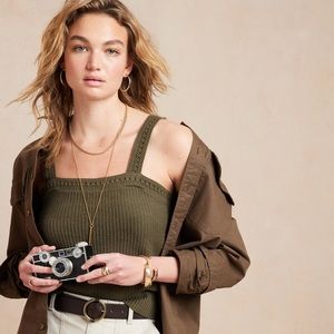 Green Crochet Trim Tank - Banana Republic Factory